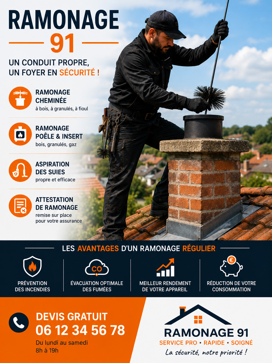 Ramonage à Sainte-Geneviève-des-Bois (91700) dans l’Essonne (91) - chantier dans l’Essonne (91)